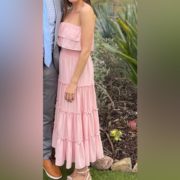 STATE Strapless ruffled tiered maxi dress in Blush- XS - Picture 2 of 4